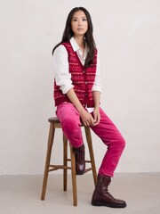 Seasalt Cornwall Red Multi Percella Cove Fairisle Pattern Waistcoat Vest - Image 3 of 5