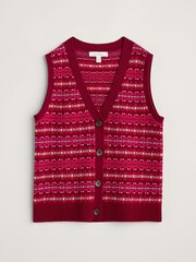 Seasalt Cornwall Red Multi Percella Cove Fairisle Pattern Waistcoat Vest - Image 4 of 5