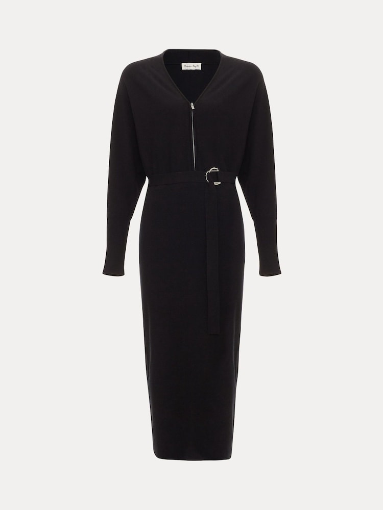 Phase Eight Black Dixie Zip Dress - Image 7 of 7