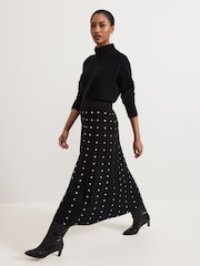 Phase Eight Black Emilia Eyelet Skirt - Image 3 of 6