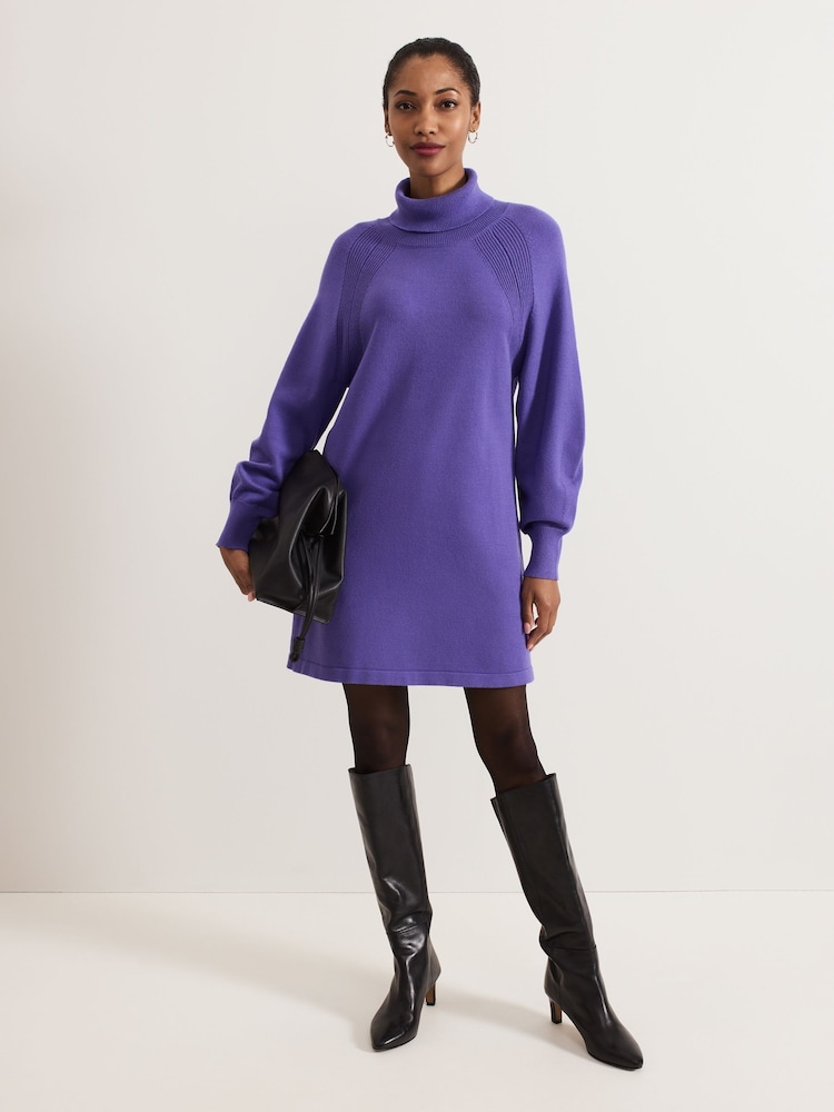 Phase Eight Purple Ellie Knit Dress - Image 2 of 7