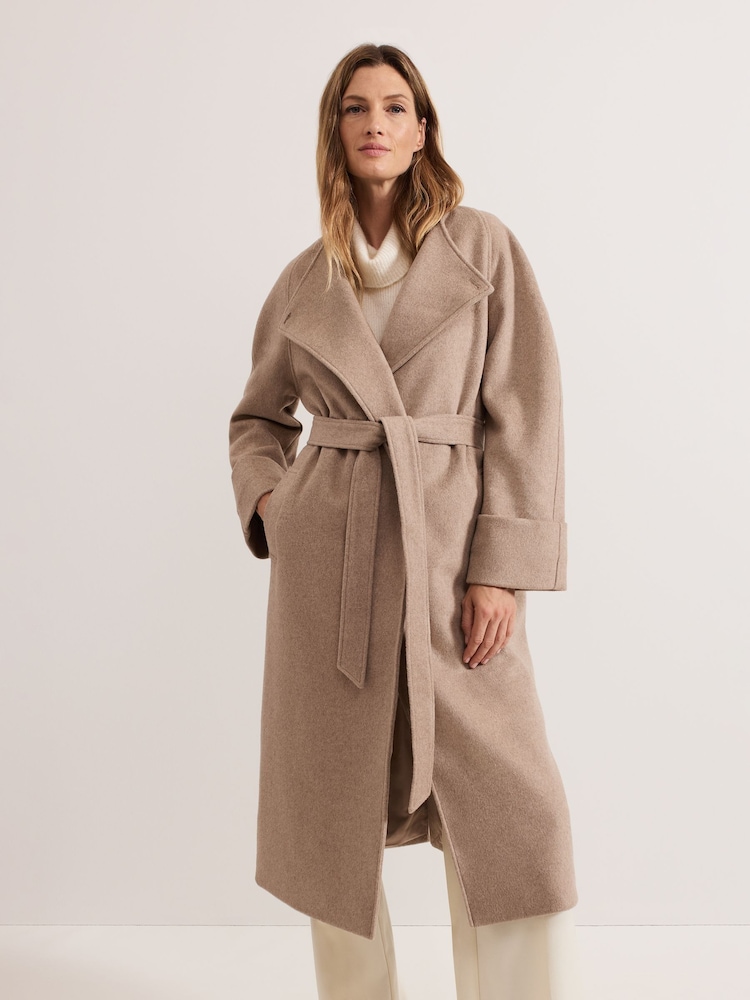 Phase Eight Natural Aoife Wool Wrap Coat - Image 1 of 7