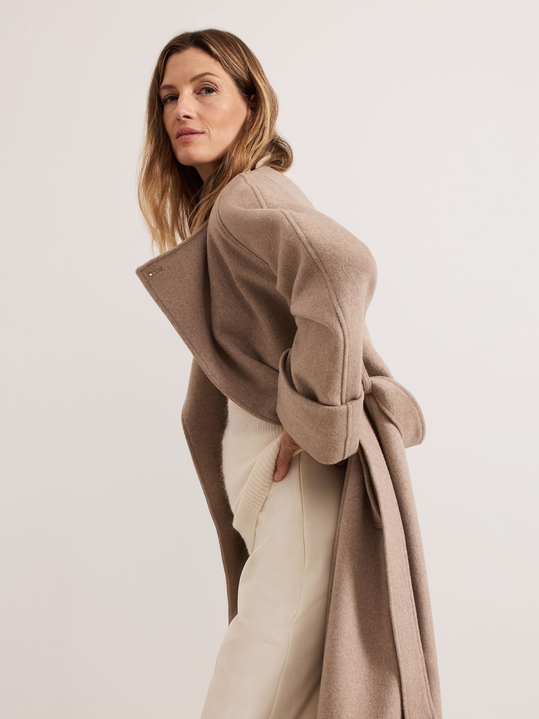 Buy Phase Eight Natural Aoife Wool Wrap Coat from Next Romania