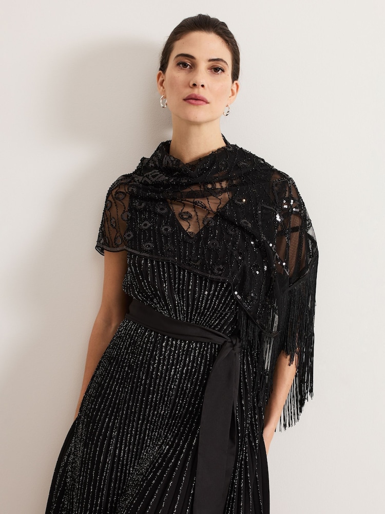Phase Eight Black Black Beaded Scarf - Image 1 of 4