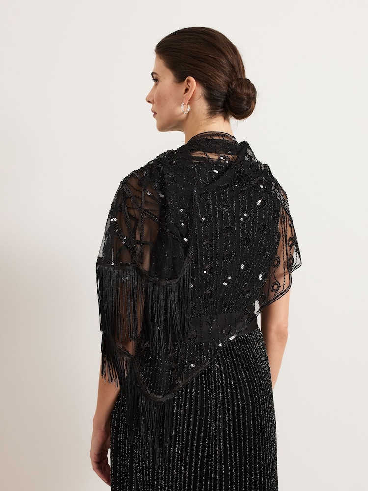 Phase Eight Black Black Beaded Scarf - Image 2 of 4