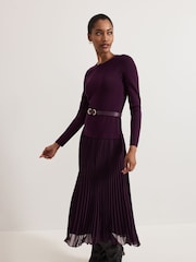 Phase Eight Purple Kai Belted Dress - Image 3 of 7