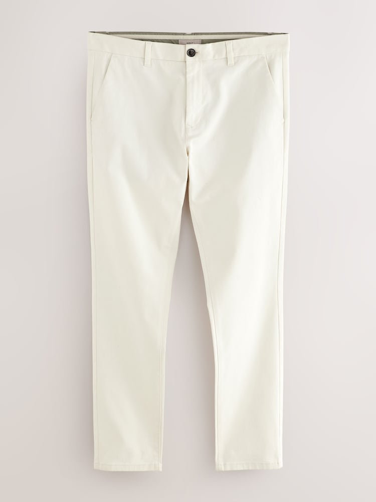 Ecru White Skinny Fit Stretch Chino Trousers - Image 7 of 10