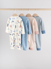 Azul - Baby Footless Two Way Zip Sleepsuits 4 Pack (0mths-3yrs) - Imagen 6 de 14