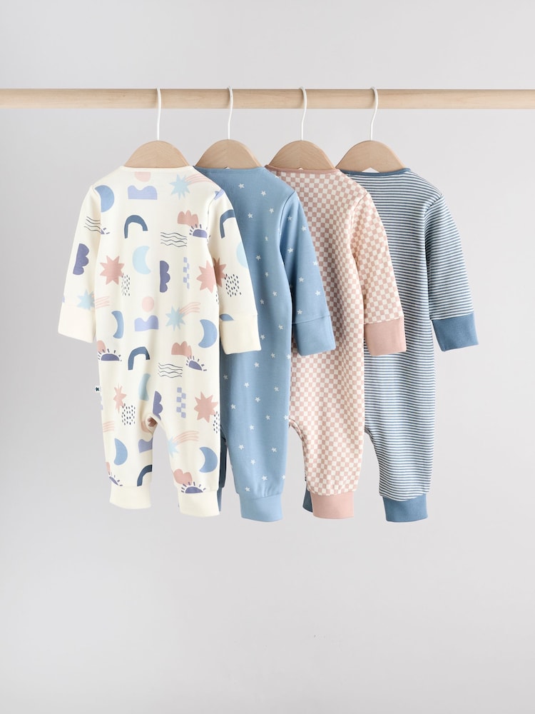 Buy Blue - Baby Footless Two Way Zip Sleepsuits 4 Pack (0mths-3yrs ...