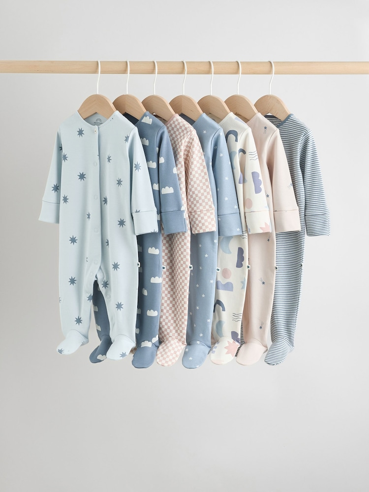 Azul - Baby Popper Sleepsuits 7 Pack (0mths-2yrs) - Imagen 1 de 19