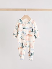 Brown/Orange Baby Two Way Zip Sleepsuits 3 Pack (0-2yrs) - Image 2 of 12