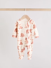 Brown/Orange Baby Two Way Zip Sleepsuits 3 Pack (0-2yrs) - Image 3 of 12