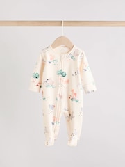 Brown/Orange Baby Two Way Zip Sleepsuits 3 Pack (0-2yrs) - Image 4 of 12
