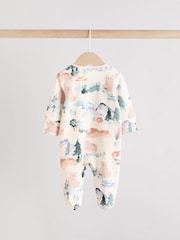 Brown/Orange Baby Two Way Zip Sleepsuits 3 Pack (0-2yrs) - Image 6 of 12