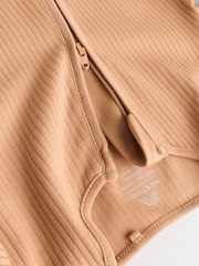 Brown Two Way Zip Baby Footless Sleepsuits 3 Pack (0mths-3yrs) - Image 9 of 12