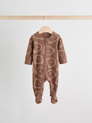 Brown Baby Bear Print Two Way Zip Sleepsuits 4 Pack (0mths-2yrs) - Image 10 of 20