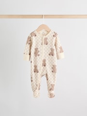 Brown Baby Bear Print Two Way Zip Sleepsuits 4 Pack (0mths-2yrs) - Image 11 of 20