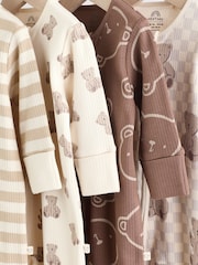 Brown Baby Bear Print Two Way Zip Sleepsuits 4 Pack (0mths-2yrs) - Image 14 of 20