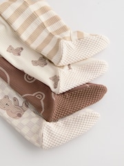 Brown Baby Bear Print Two Way Zip Sleepsuits 4 Pack (0mths-2yrs) - Image 20 of 20