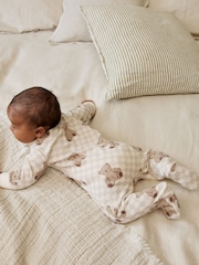 Brown Baby Bear Print Two Way Zip Sleepsuits 4 Pack (0mths-2yrs) - Image 5 of 20