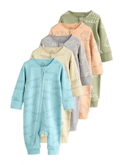 Blue/Green Baby Two Way Zip Footless Sleepsuits 5 Pack (0mths-3yrs) - Image 17 of 17