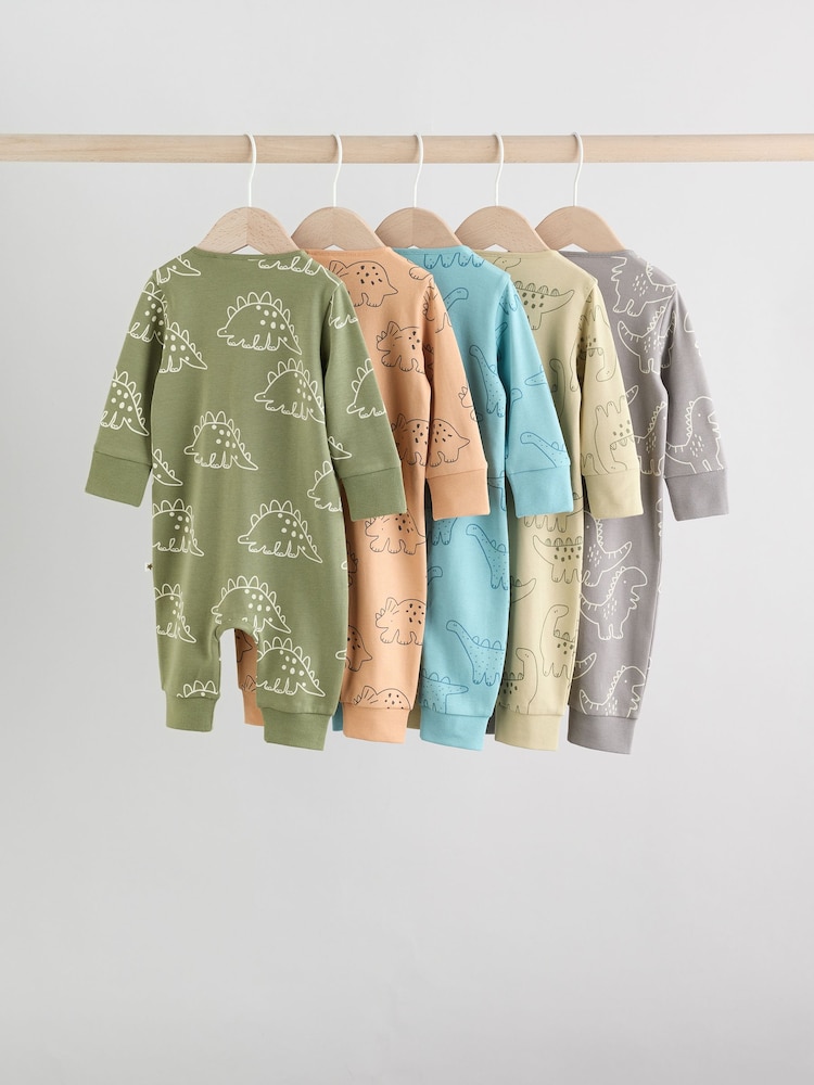 Blue/Green Baby Two Way Zip Footless Sleepsuits 5 Pack (0mths-3yrs) - Image 2 of 17