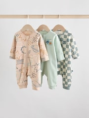 Light Blue Baby Two Way Zip Footless Cotton Sleepsuits 3 Pack (0mths-3yrs) - Image 1 of 12