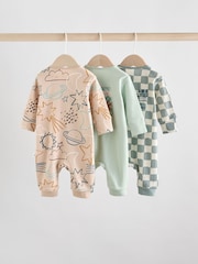 Light Blue Baby Two Way Zip Footless Cotton Sleepsuits 3 Pack (0mths-3yrs) - Image 2 of 12