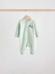 Light Blue Baby Two Way Zip Footless Cotton Sleepsuits 3 Pack (0mths-3yrs) - Image 4 of 12