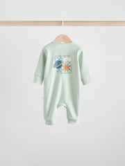 Light Blue Baby Two Way Zip Footless Cotton Sleepsuits 3 Pack (0mths-3yrs) - Image 7 of 12