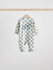 Light Blue Baby Two Way Zip Footless Cotton Sleepsuits 3 Pack (0mths-3yrs) - Image 8 of 12