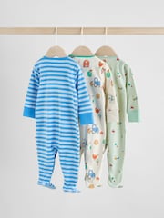 Blue Baby Embroidered Sleepsuits 3 Pack (0-2yrs) - Image 2 of 15