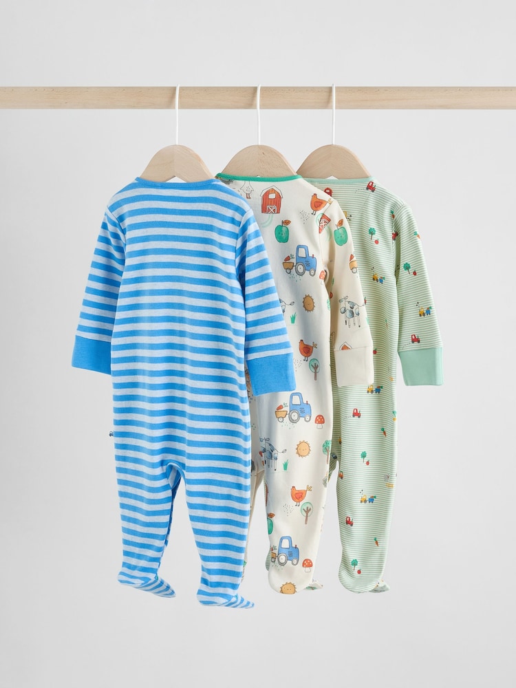 Blue Baby Embroidered Sleepsuits 3 Pack (0-2yrs) - Image 2 of 15 Blue Baby Embroidered Sleepsuits 3 Pack (0-2yrs) - Image 2 of 15