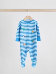 Blue Baby Embroidered Sleepsuits 3 Pack (0-2yrs) - Image 3 of 15
