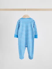 Blue Baby Embroidered Sleepsuits 3 Pack (0-2yrs) - Image 6 of 15