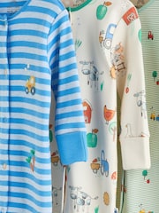 Blue Baby Embroidered Sleepsuits 3 Pack (0-2yrs) - Image 7 of 15