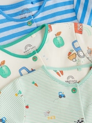 Blue Baby Embroidered Sleepsuits 3 Pack (0-2yrs) - Image 8 of 15
