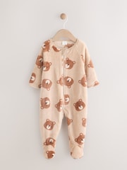 Brown Baby Star Fleece Sleepsuit - Image 1 of 6
