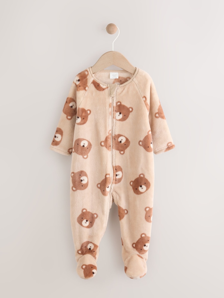 Brown Baby Star Fleece Sleepsuit - Image 1 of 6