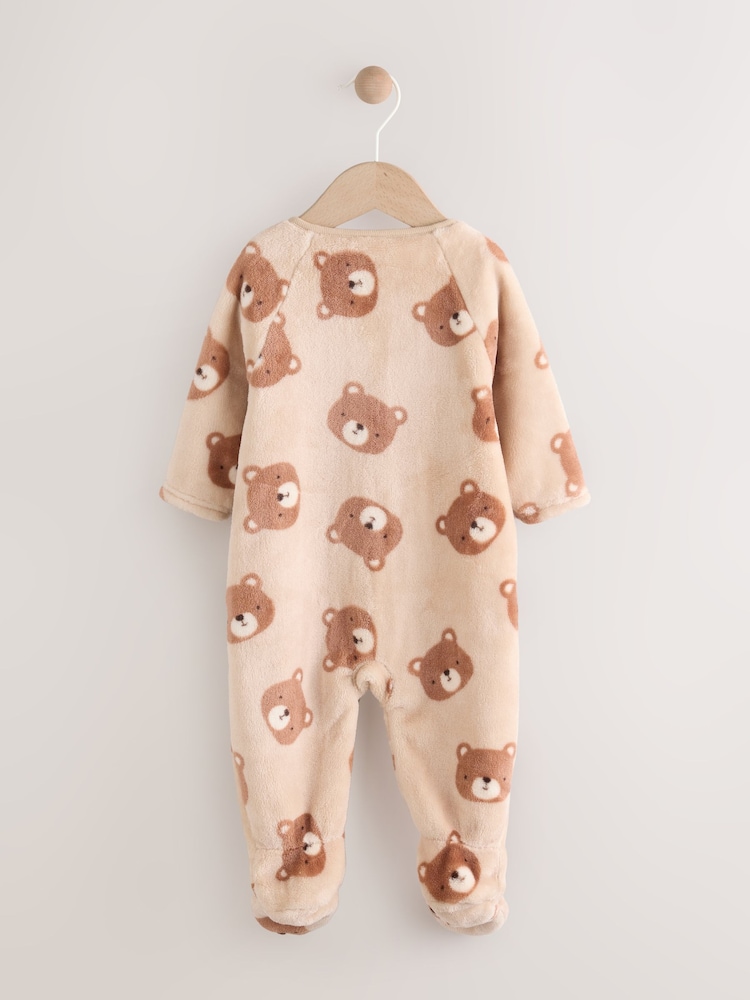Brown Baby Star Fleece Sleepsuit - Image 2 of 6
