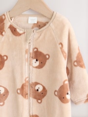 Brown Baby Star Fleece Sleepsuit - Image 3 of 6