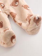 Brown Baby Star Fleece Sleepsuit - Image 4 of 6