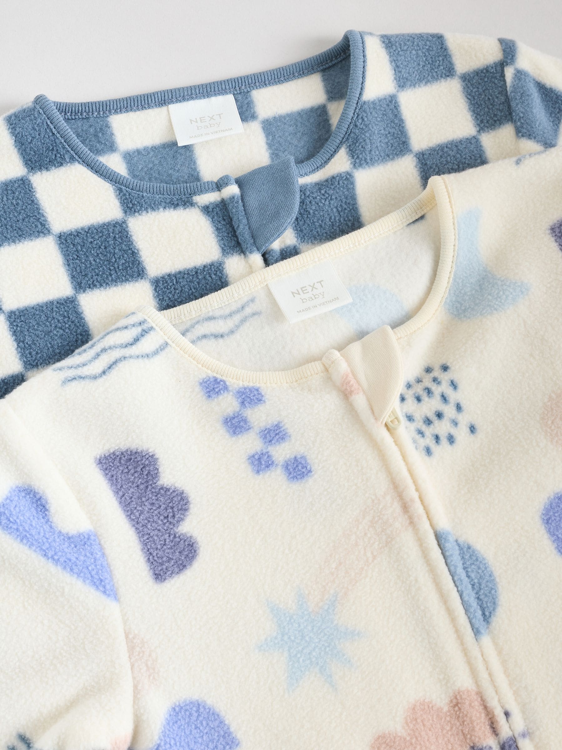 Buy Blue Baby Micro Fleece Two Way Zip Sleepsuits 2 Pack from the