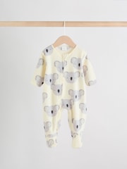 Grey Baby Micro Fleece Two Way Zip Sleepsuits 2 Pack - Image 2 of 12