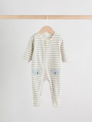 Grey Baby Micro Fleece Two Way Zip Sleepsuits 2 Pack - Image 3 of 12