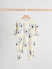 Grey Baby Micro Fleece Two Way Zip Sleepsuits 2 Pack - Image 5 of 12