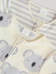 Grey Baby Micro Fleece Two Way Zip Sleepsuits 2 Pack - Image 7 of 12