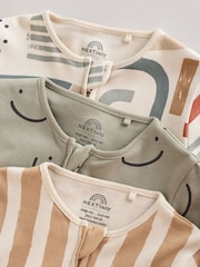Olivgrün - Baby-Schlafanzüge mit Bärenprint im 3er-Pack (0–3 J.) - Bild 8 von 12