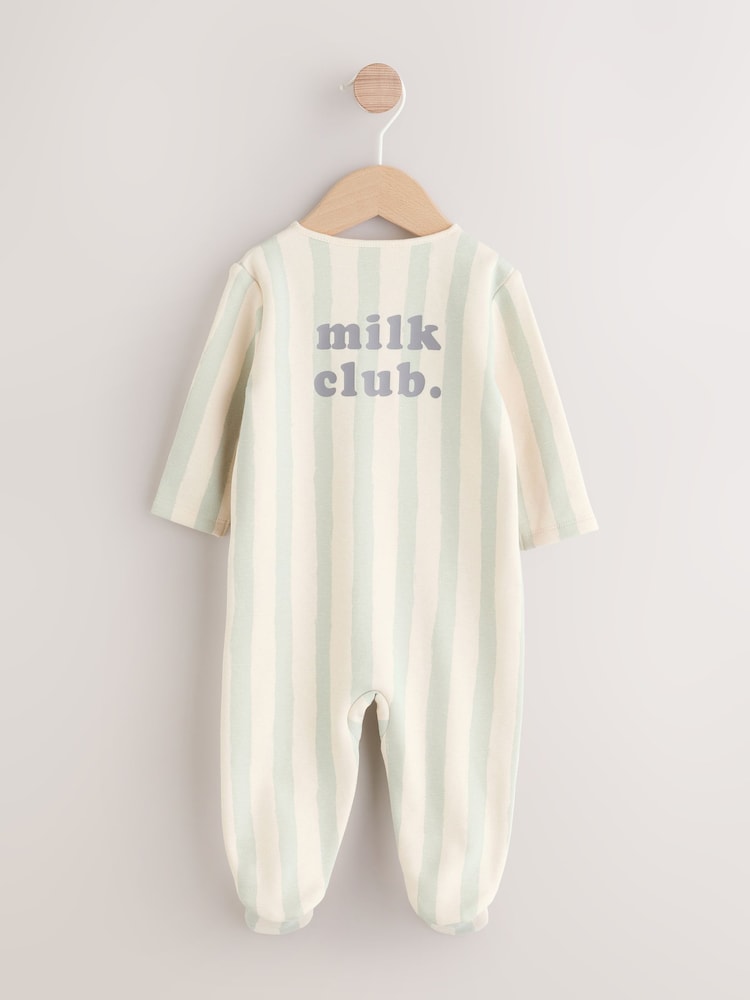 Sage Green Milk Club Baby Fleece Lined Sleepsuit - Image 2 of 7 Sage Green Milk Club Baby Fleece Lined Sleepsuit - Image 2 of 7