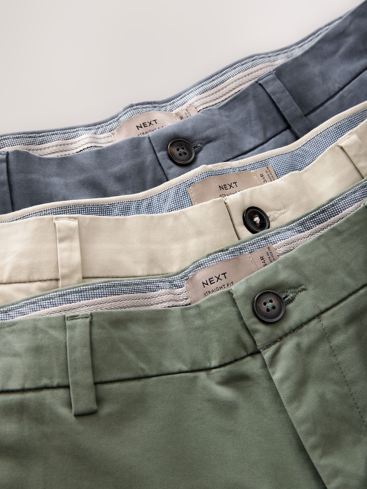 Blue/Bone/Sage Straight Fit Stretch Chinos Shorts 3 Pack - Image 6 of 7